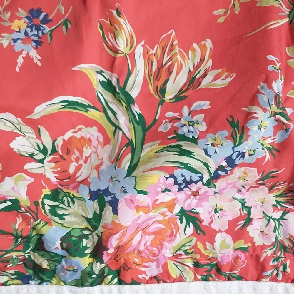 Vtg Ralph Lauren Belle Harbor Sham Red Floral Cotton Standard Size 1x